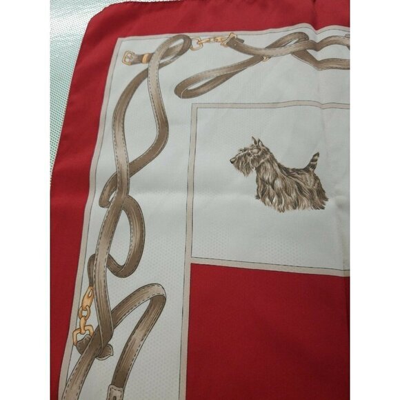 Unbranded Accessories - Large Vintage Dog Theme  Scarf Red/ Tan  Excellent